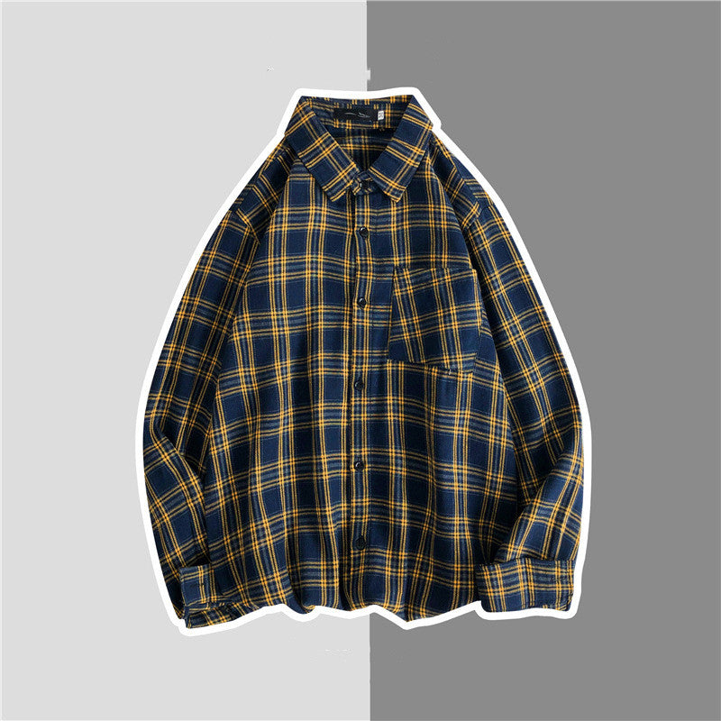 Men's New Style Hanging Shot American Flannel Plaid Shirt Jacket Shirt