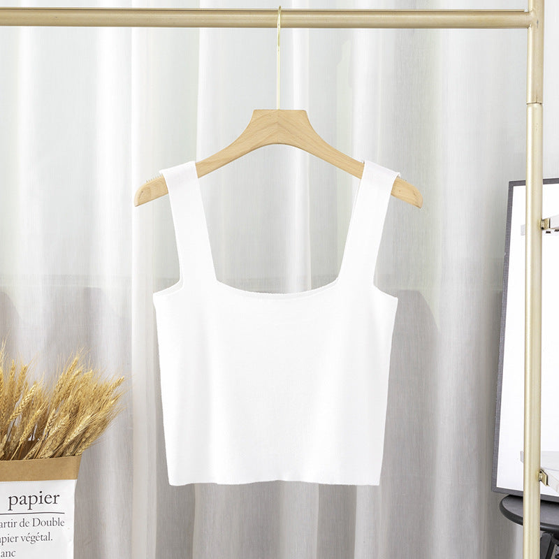 Short Square-neck Knitted Innerwear Camisole Vest