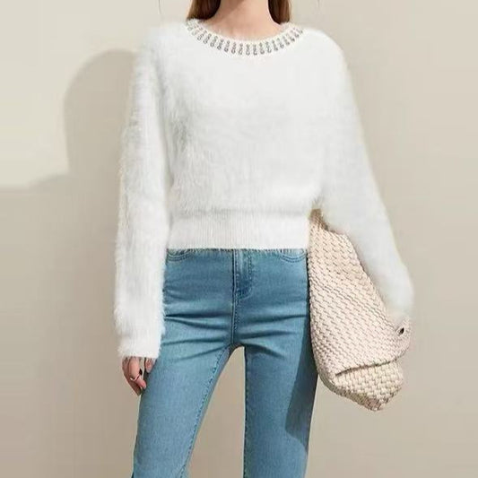 Stylish Cropped Womens Pullover Sweater