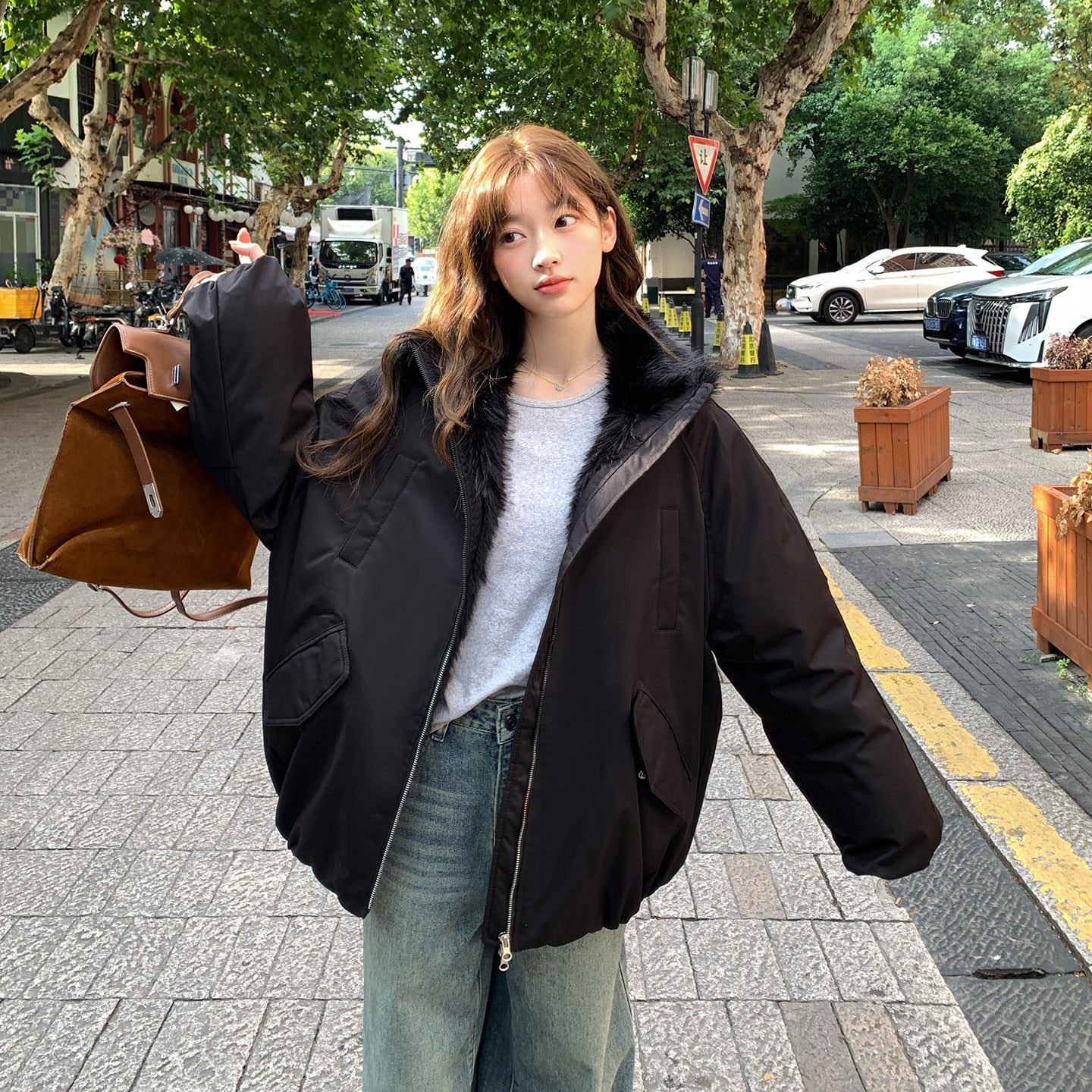 Korean-style Design Thickened Fashionable Cotton Parka Coat