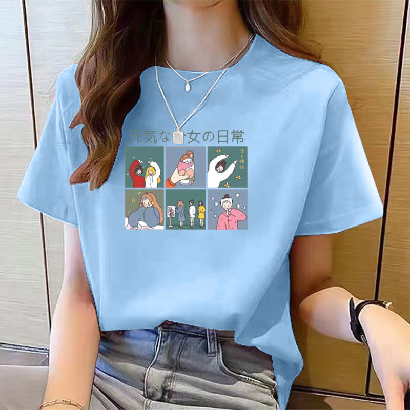 Women's Cute Bear Plus Size Cotton Short Sleeve T-shirt