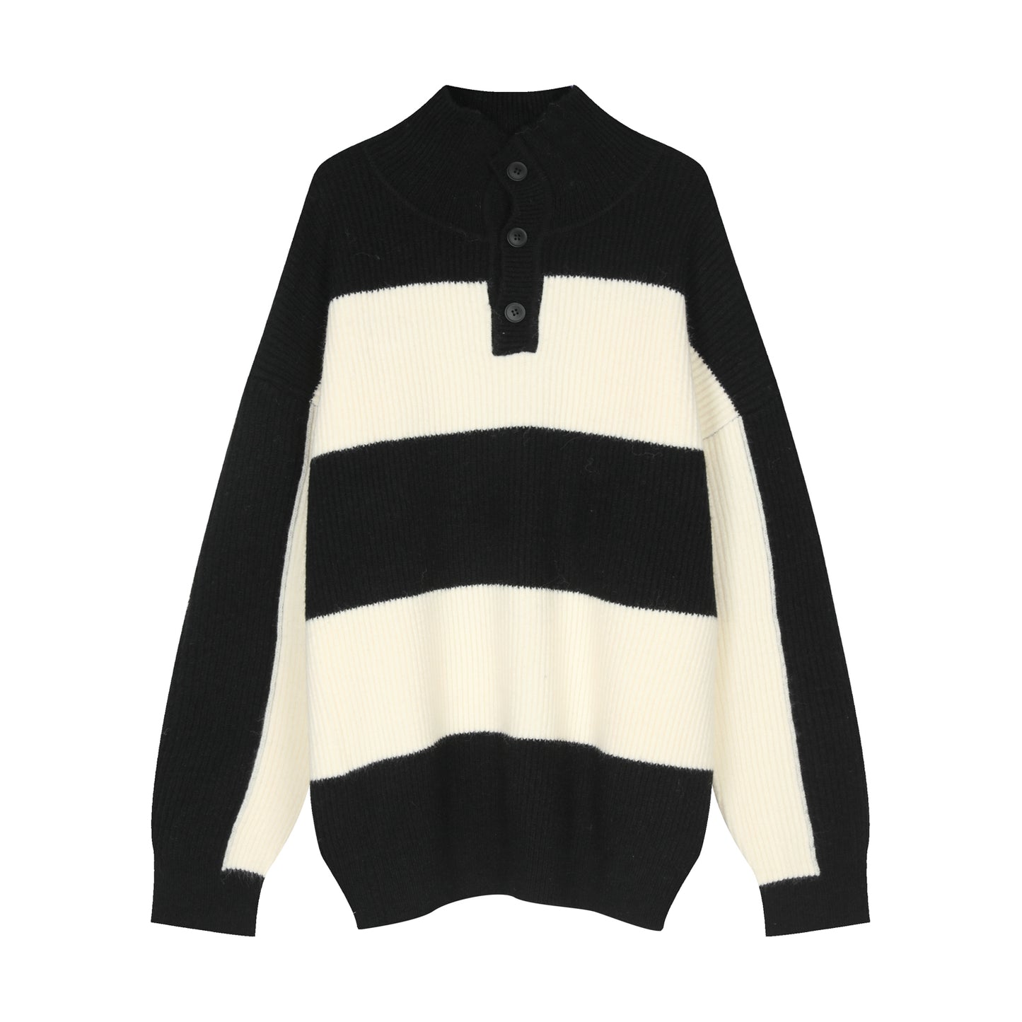 Stribet turtleneck sweater til mænd med kontrastfarve, løs pasform, efterår og vinter