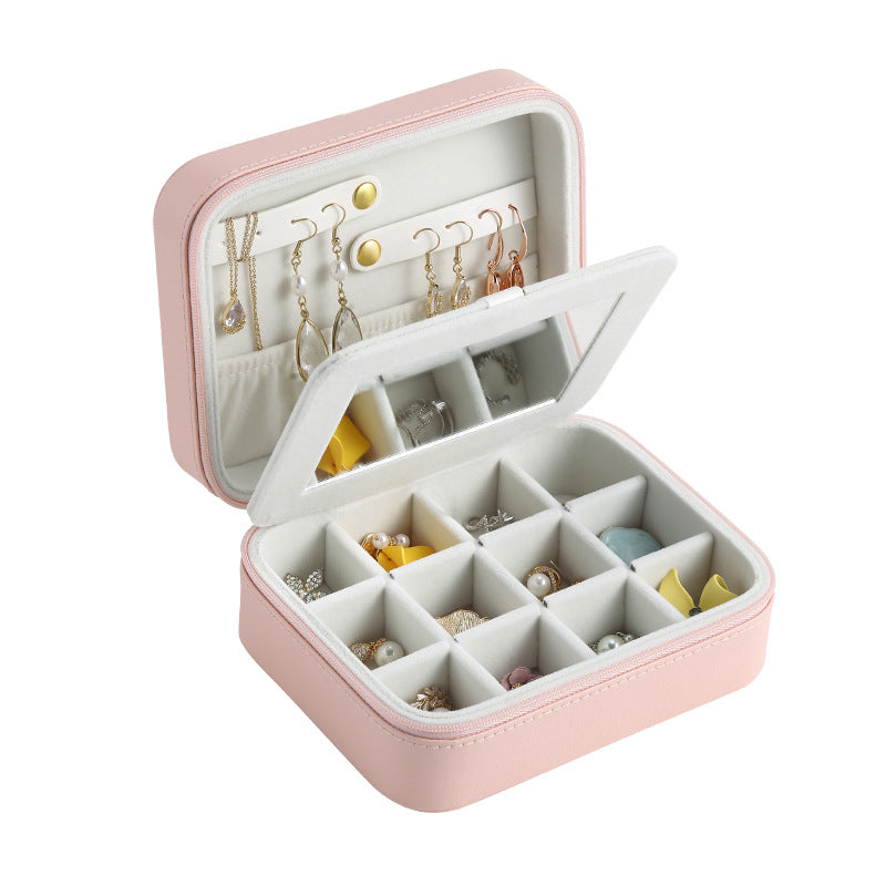 Multifunctional leather simple Korean jewelry box