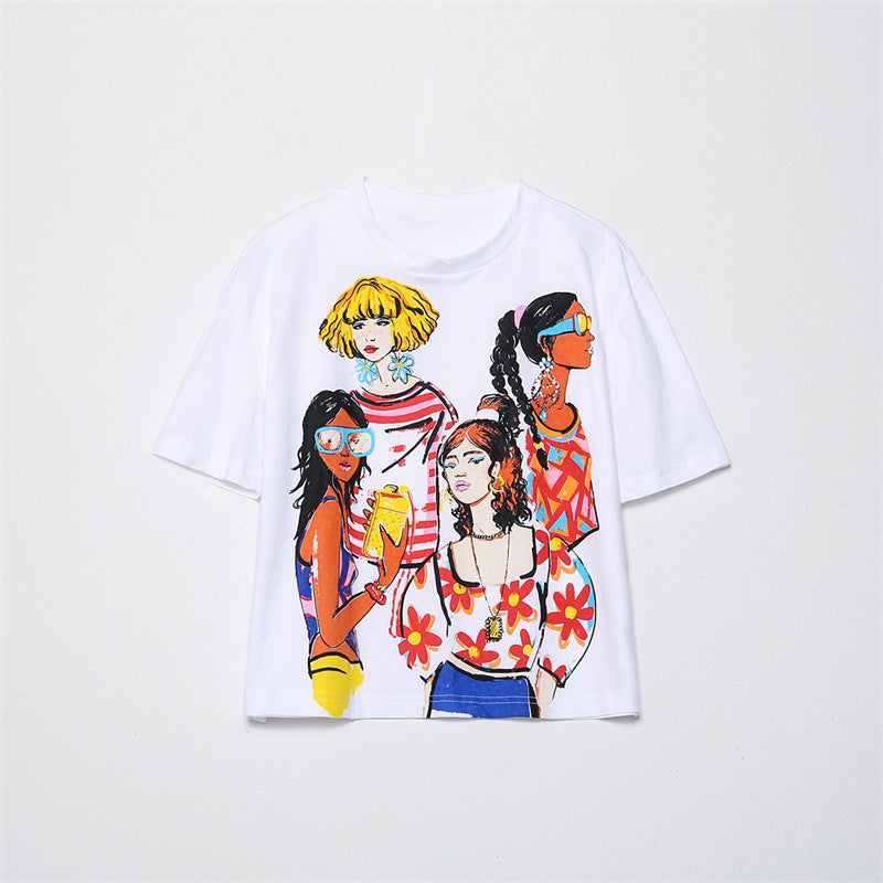 New Fashion Short Printed Girls' T-shirt