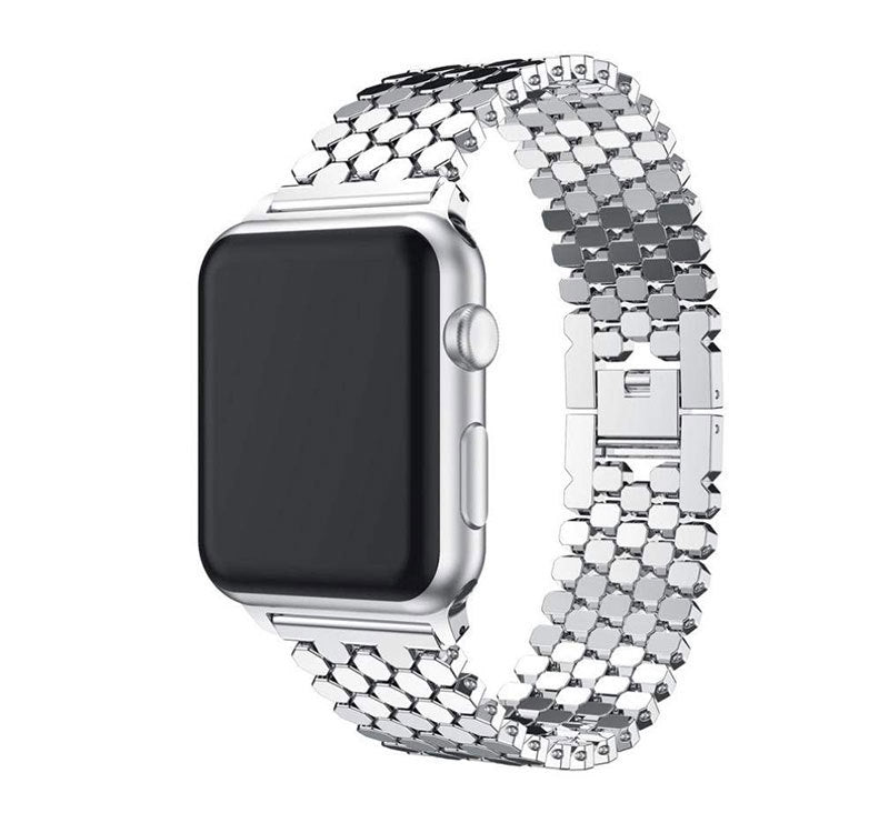 Scale Grain Zinc Alloy Five-bead Honeycomb Strap