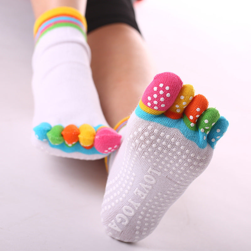 Women's Pure Cotton Dispensing Non-slip Yoga Five Finger Socks