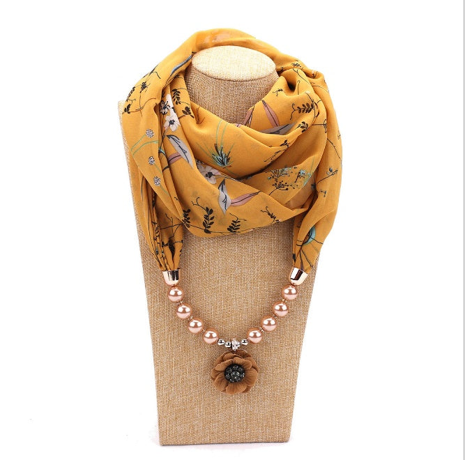 Pearl chiffon jewelry necklace scarf