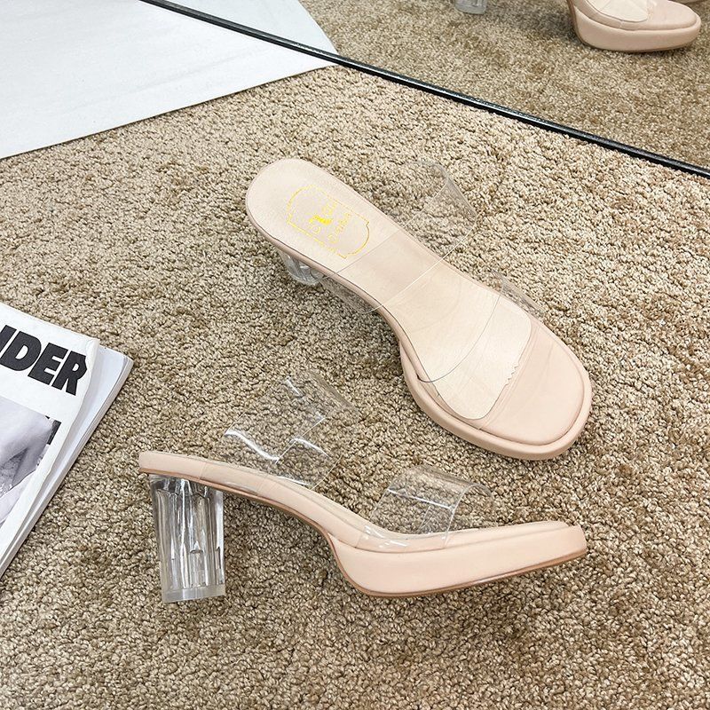 Women's Chunky Heel Transparent Fashion Sandals With High Heels