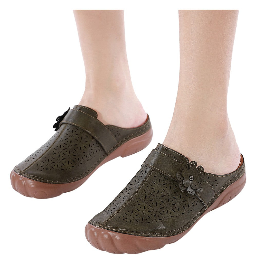 Openwork embroidered platform sandals