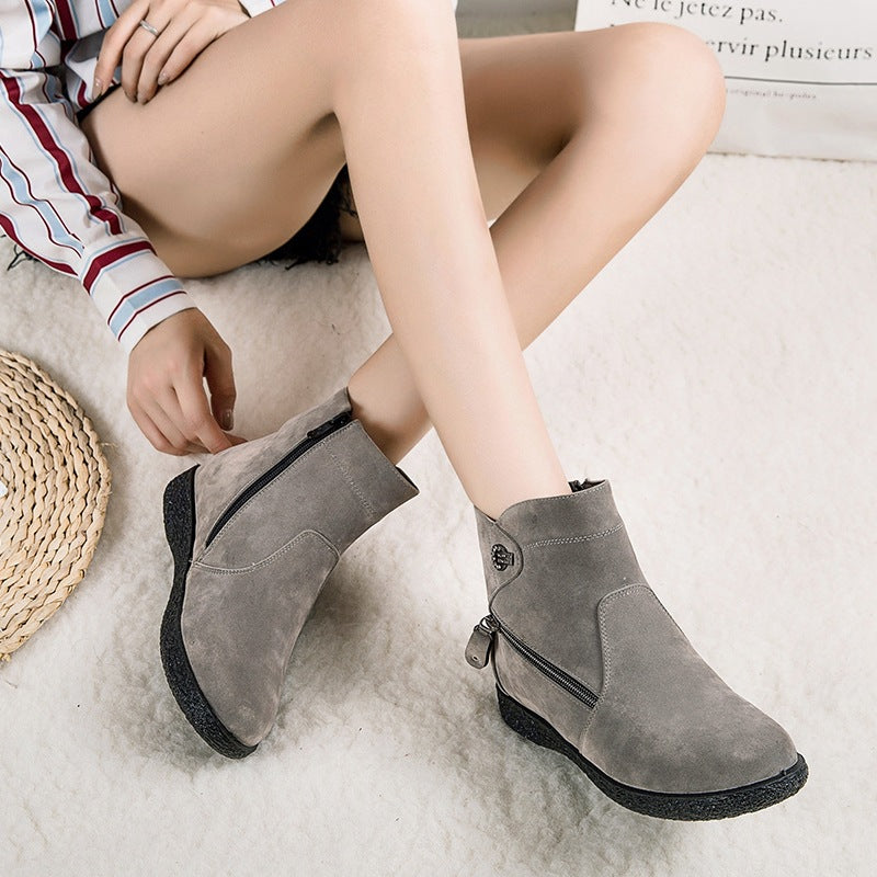 Large size side chain padded short boots cotton shoes