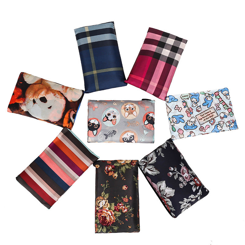Foldable Flower Cloth Large Thick Polyester Rectangular Bag Portable Folding Shopping Bag