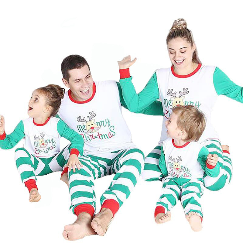 Striped Printing Long-Sleeved Home Leisure Parent-Child Suit