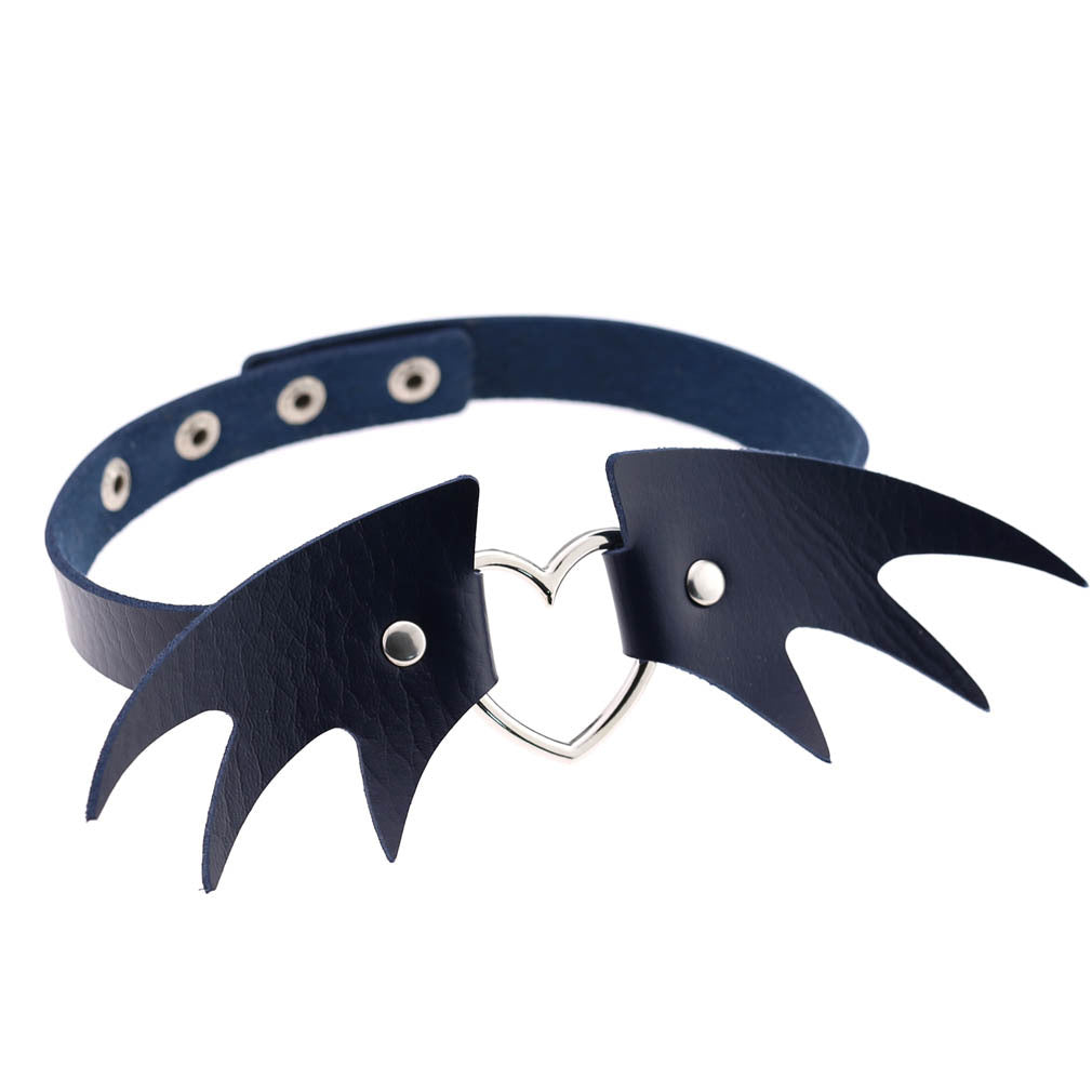 Punk style little devil PU leather collar bone collar
