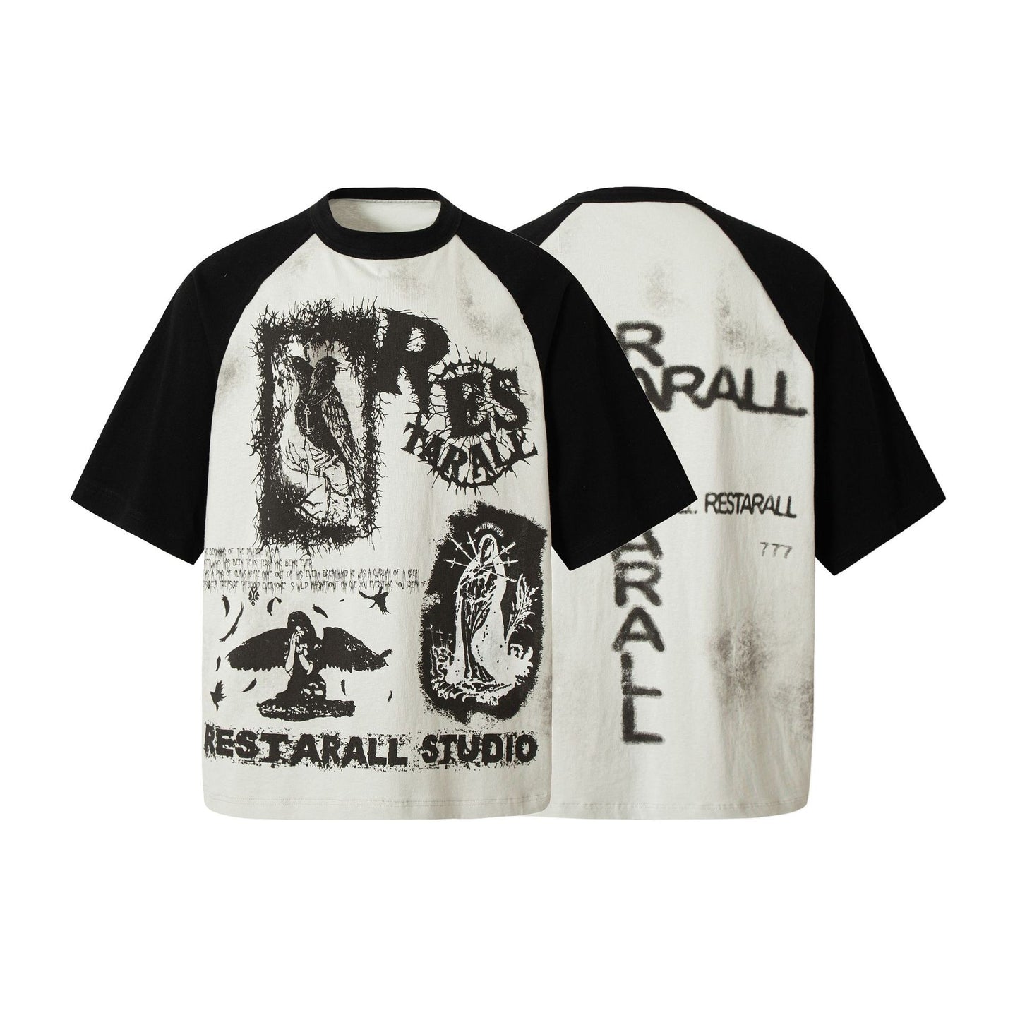Women's Graffiti Stitching Rock Style Short Sleeve