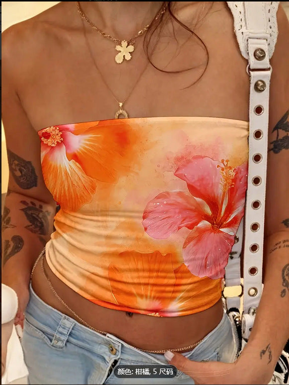 Women's Floral Print Top Sleeveless