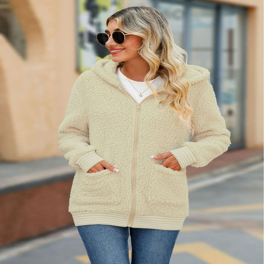 European And American Casual Women's Long-sleeved Hooded Jacket
