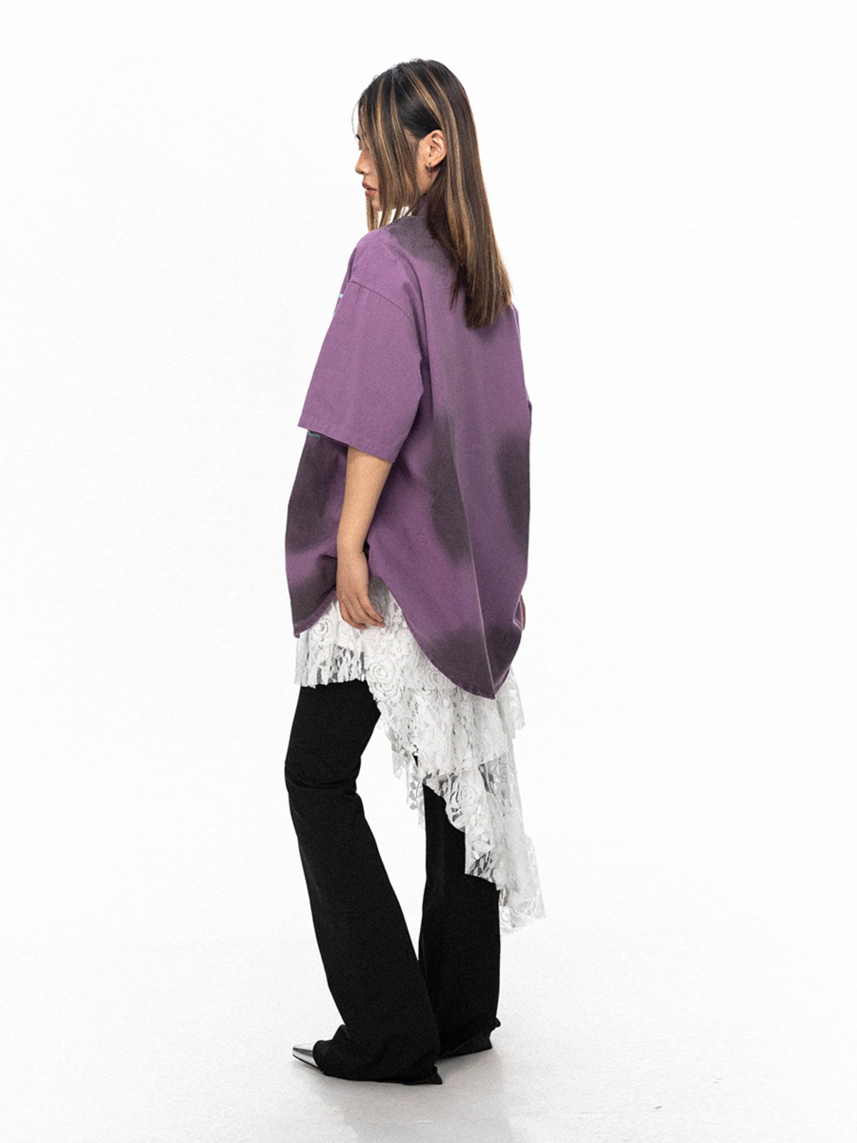 Wu Lekvar American Tie-dye Letter Print Shirt