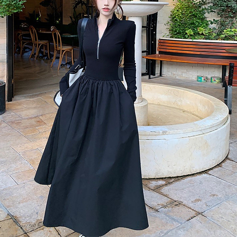 Womens Soft Square-Neck Long-Sleeve Base Dress