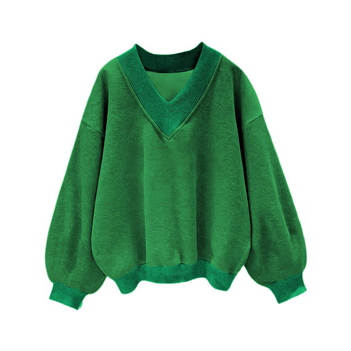 Korean Style Casual Loose All-match V-neck Top