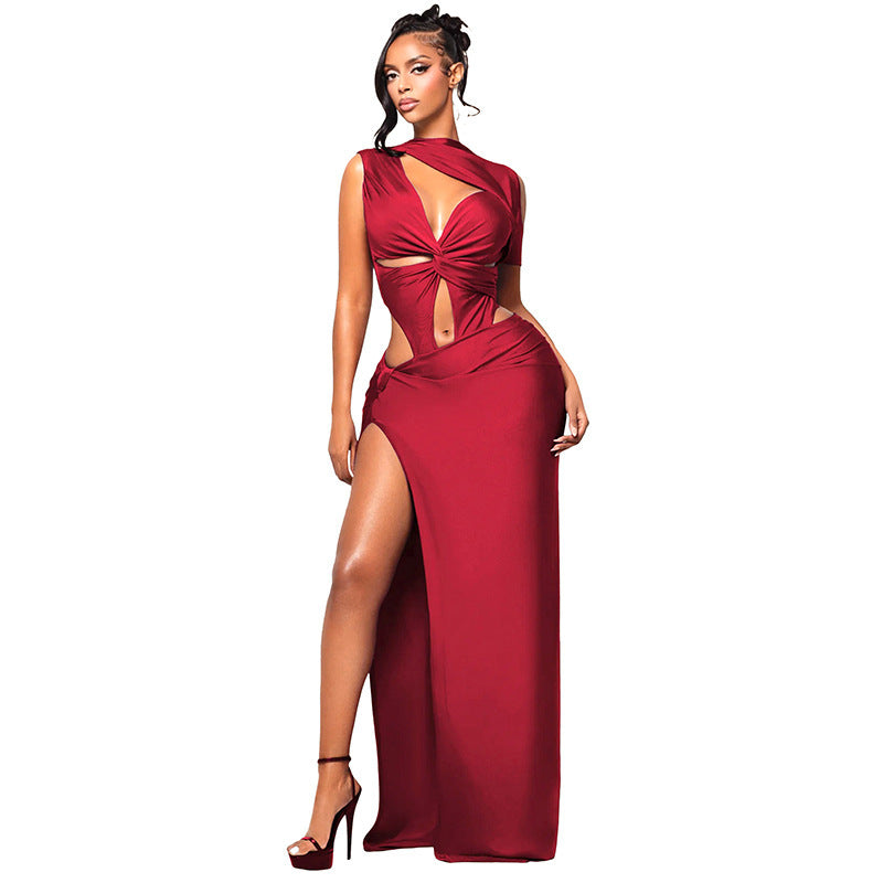 Elegant Hollow-Out Saint-Tropez One-Shoulder Sexy Dress