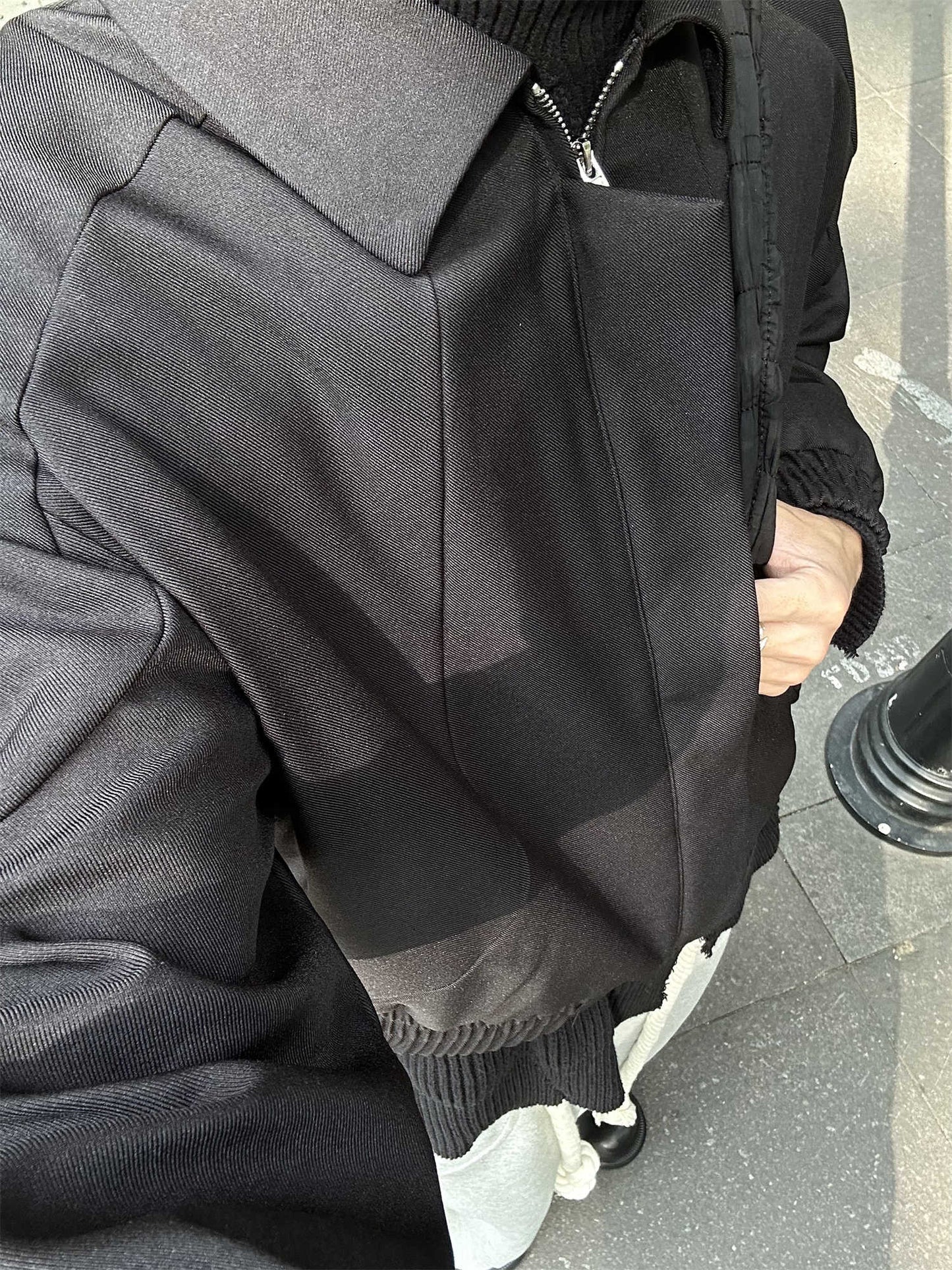 Niche Deconstruction Design Profile Padded Shoulder Short Wide Jacket For Men And Women