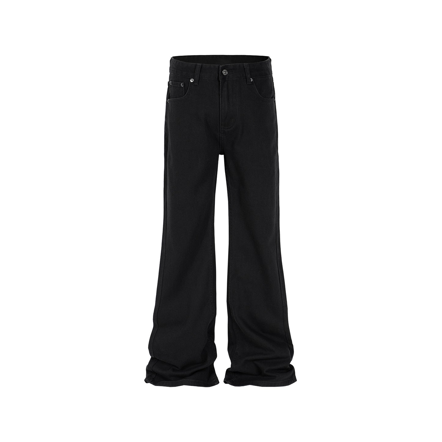 Pure Black Skinny Men's And Women's Same High Street Wide Leg Trendy Jeans