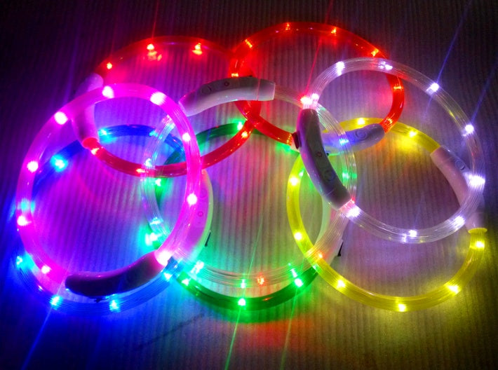 USB charging light collar night light dog collar LED Teddy Golden Retriever dog collar full dog breed