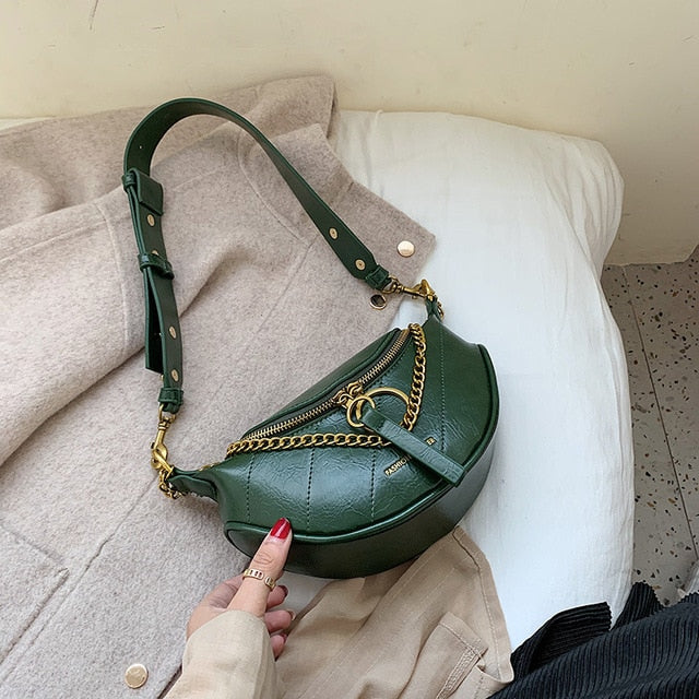Women's Vintage Textured Leather Shoulder Bag