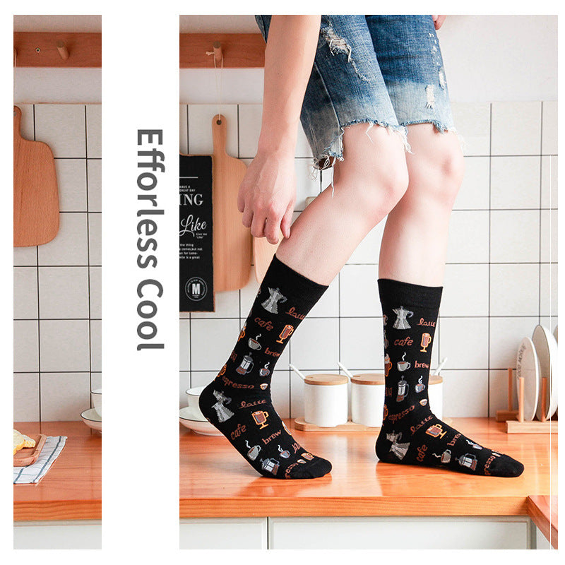 Harajuku Style Sports Mid-calf Length Trendy Male And Female Socks