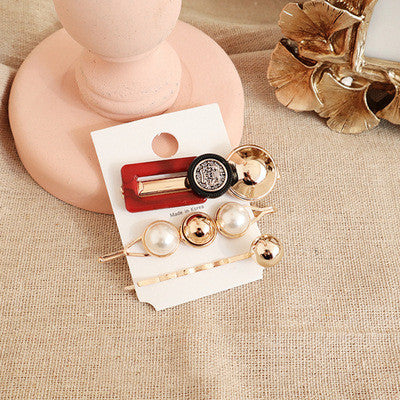 Vintage sweet pearl acetate bangs hairpin