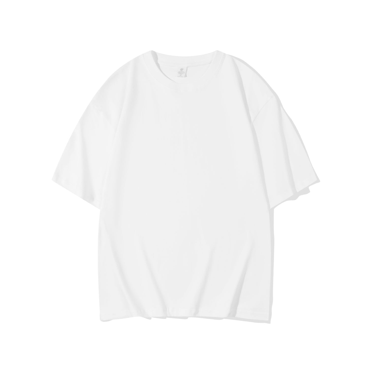 T-shirt i bomuld til mænd, 220g kraftig, ensfarvet, rund hals, korte ærmer