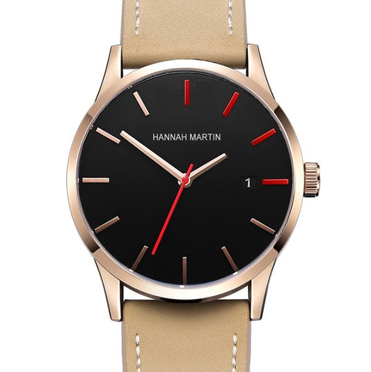 Amazon wish cross-border authorized men's watch IP plating large dial matte belt calendar new wrist watch