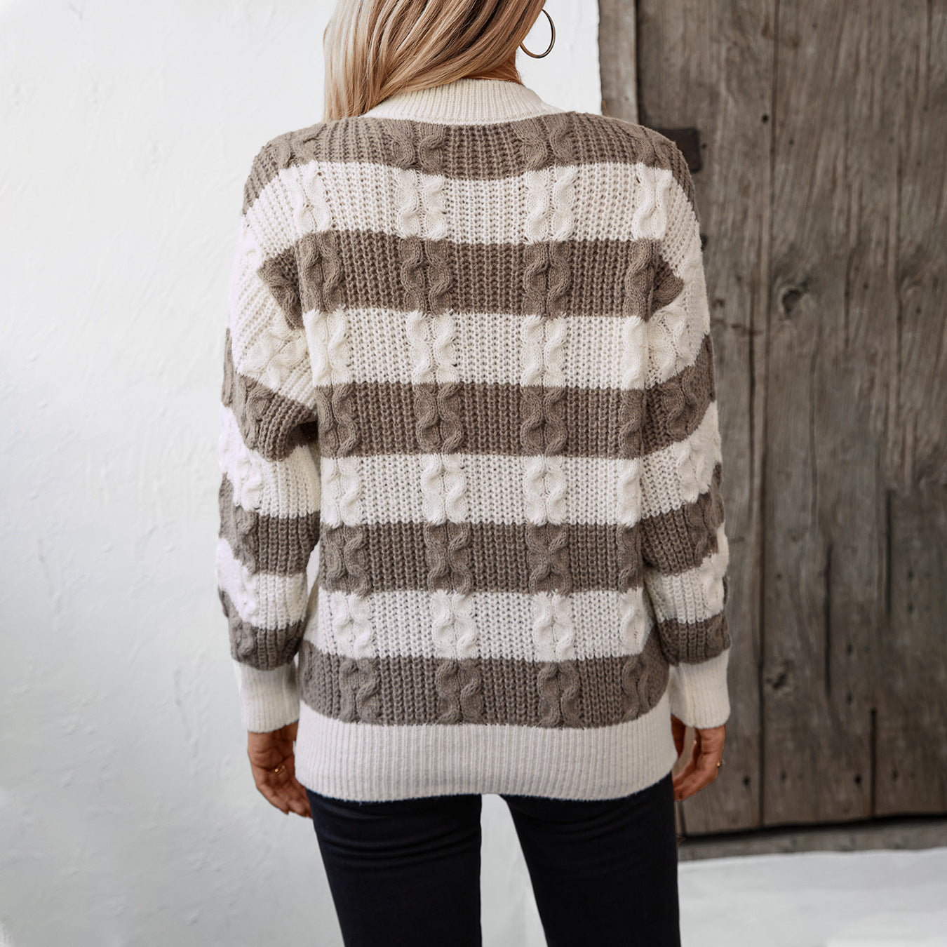 Retro Loose Round Neck Twisted Sweater Top