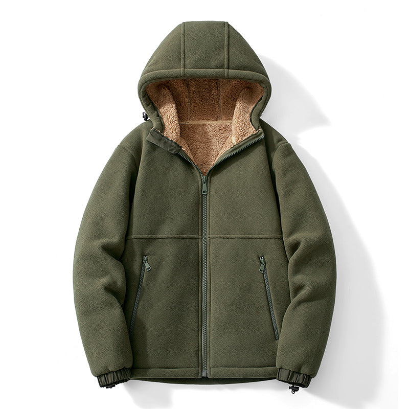 Casual Hooded Lambswool Fleece Lined Padded Warm Keeping Jacket