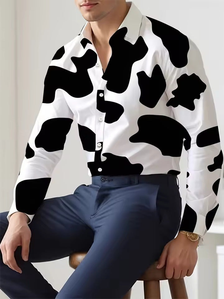 Men's Long Sleeve Shirt Palm Tree And Striped Printed Shirt Everyday Fashion Men's Casual Shirt