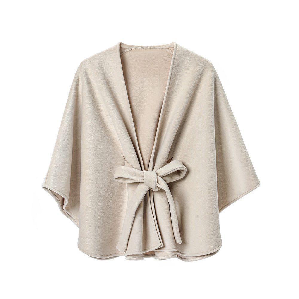 New Double-faced Woolen Goods Solid Color Belt Shawl