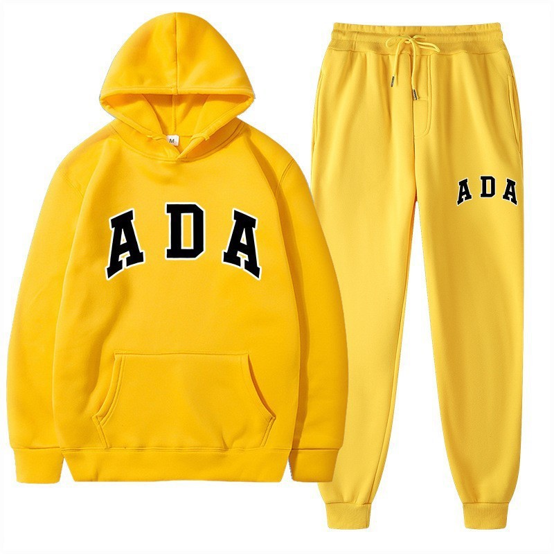 Letter-printed Loose-fitting Hooded Sweatshirt Set