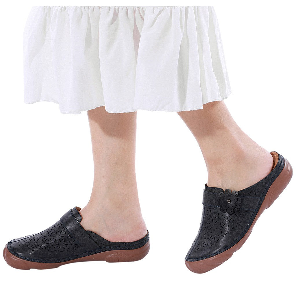 Openwork embroidered platform sandals