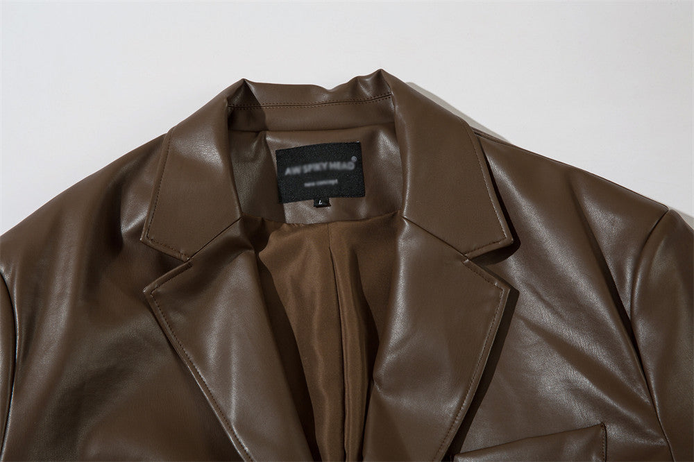 Men's Loose European And American Style Street Autumn And Winter Ruoshuai Motorcycle Clothing Leather Coat
