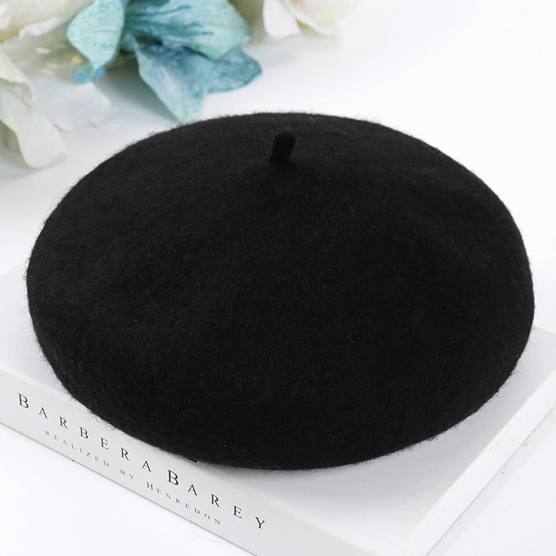 Women's Fashion Casual Solid Color Breathable Wool Tweed Hat
