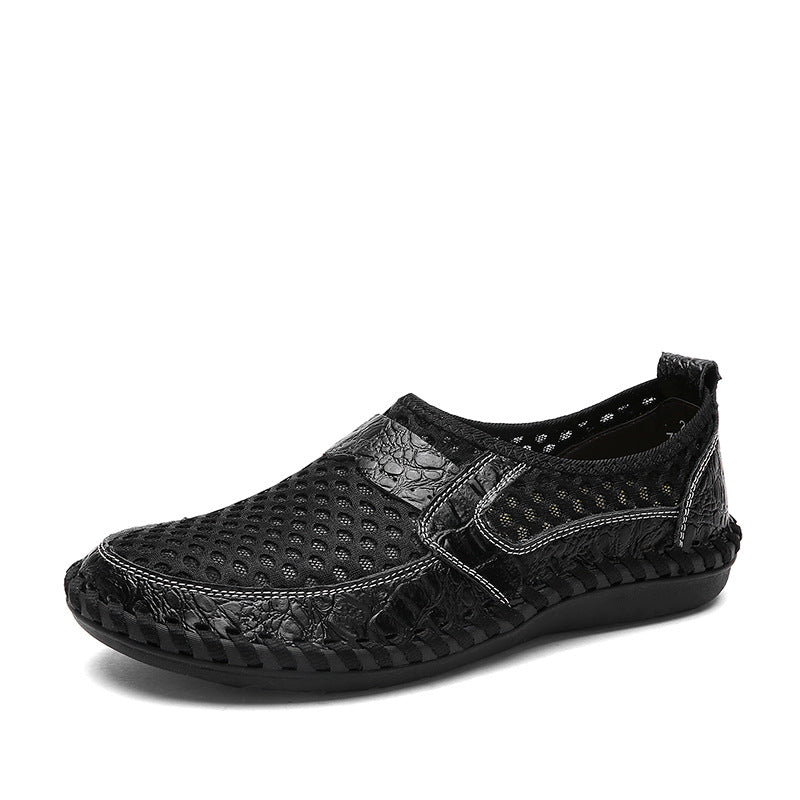 Mesh men's hollow leather shoes