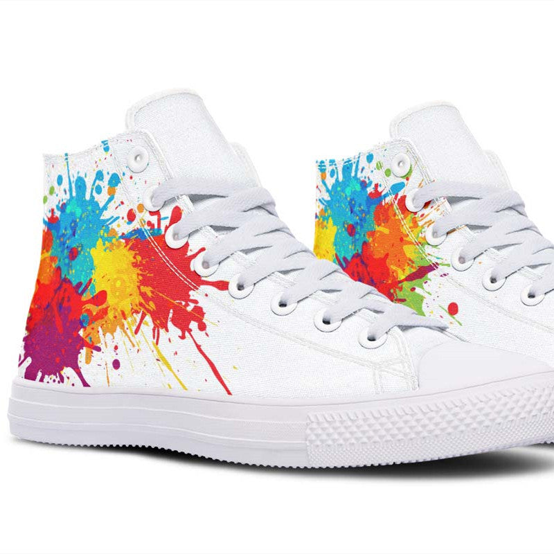 Men's And Women's Fashion Color Printing High-top Canvas Shoes