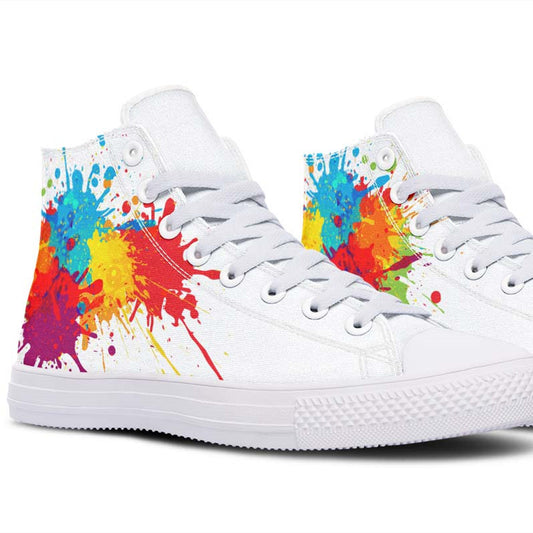 Men's And Women's Fashion Color Printing High-top Canvas Shoes