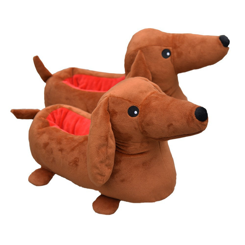 Dachshund Home Bedroom Winter Plush Slippers