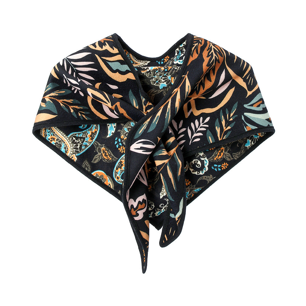 European And American Autumn And Winter Paisley Leaves Jacquard Triangle Shawl Scarf