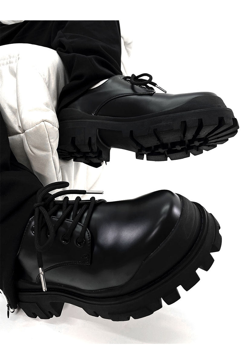 Tyksålede britiske herrependlersko til formelt brug, sorte forhøjede lædersko i topkvalitet