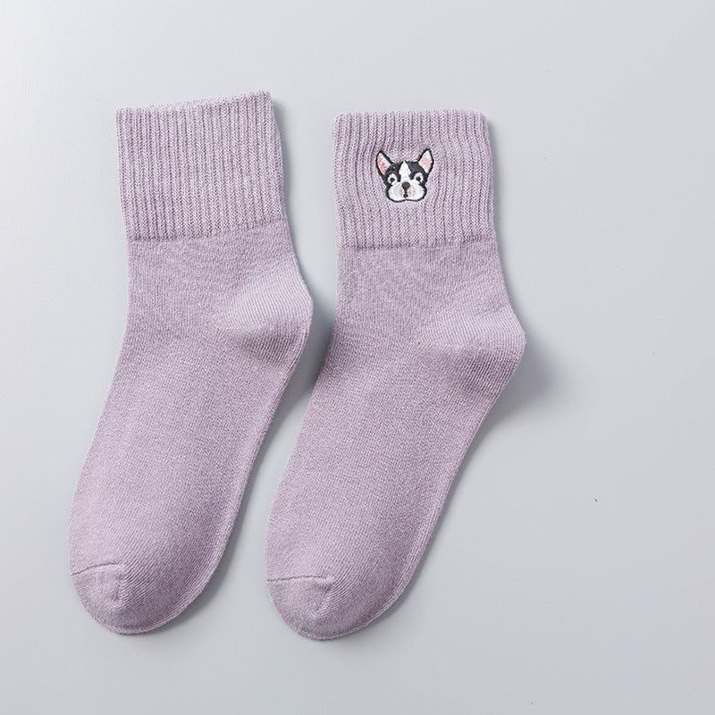 Cartoon Embroidered  In Tube Socks