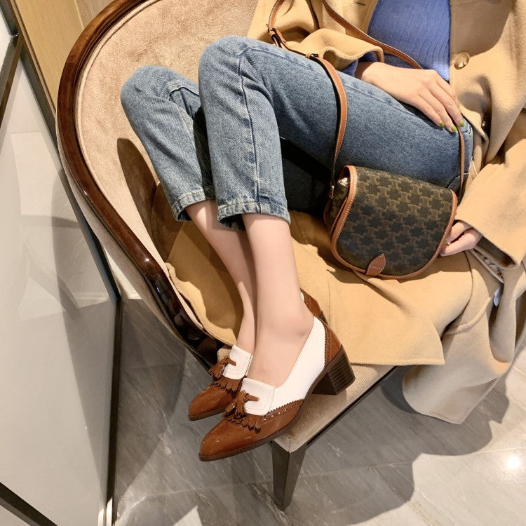Inside and out all leather thick heel high - heeled woman