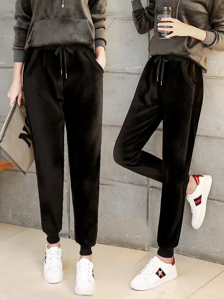 Plush padded lamb velvet sweatpants