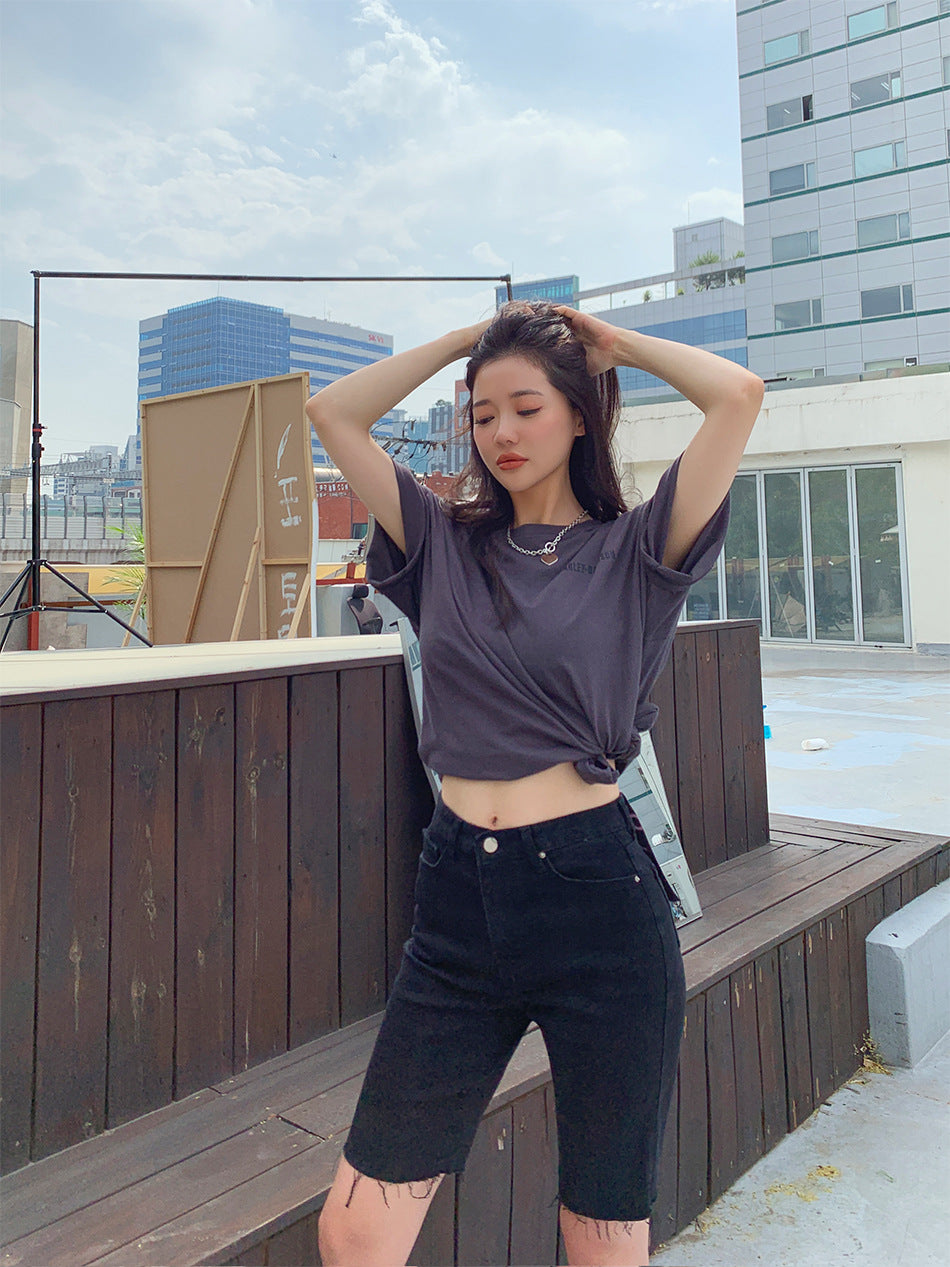 Black high waist slim jeans